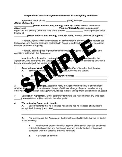 escort agency contract template pdf|Get the free escort independent contractor agreement